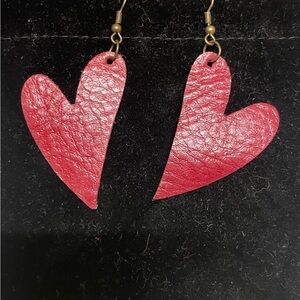 Heart shaped leather earrings. Perfect for Valentine’s Day.